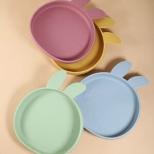 Silicone Cute Rabbit Plate With Suction