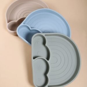 Silicone Rainbow Plate With Suction